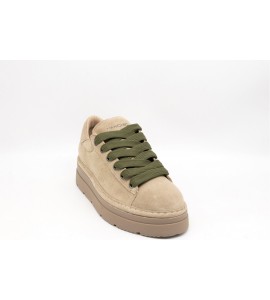 PANCHIC SCARPA ALLACCIATA DONNA P89 FODERATA IN MICROFIBRA SAFARI VERDE MILITARE