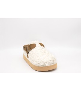 COLORS OF CALIFORNIA Sabot platform in pelo teddy con cinturino in pelle