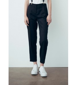 GAELLE Pantalone In Cady Gessato Nero