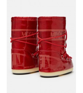 MOON BOOT ICON JUNIOR GLITTER ROSSO