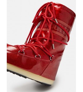 MOON BOOT ICON JUNIOR GLITTER ROSSO