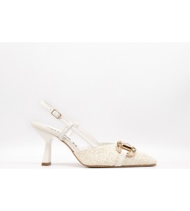 MELLUSO Décolleté slingback donna in pelle e tessuto