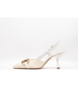 MELLUSO Décolleté slingback donna in pelle e tessuto
