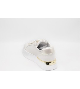 Sneaker Liu Jo Donna In Pelle Bianca - Modello Nettie 01 - Collezione Primavera/Estate 2020 - Plateau E Stringhe