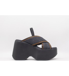 VIC MATIE' Yoko ciabatta denim nera