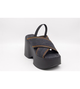 VIC MATIE' Yoko ciabatta denim nera