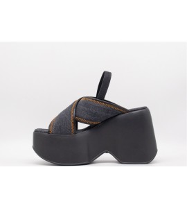 VIC MATIE' Yoko ciabatta denim nera