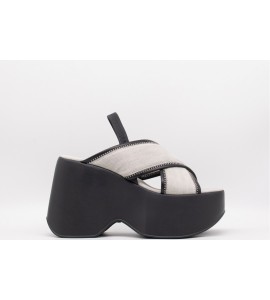 VIC MATIE' Yoko ciabatta denim sabbia/nera