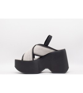 VIC MATIE' Yoko ciabatta denim sabbia/nera