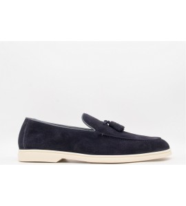 DOUCAL'S Mocassino con nappine in suede blu