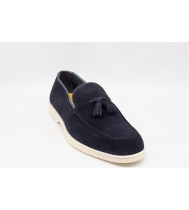 DOUCAL'S Mocassino con nappine in suede blu