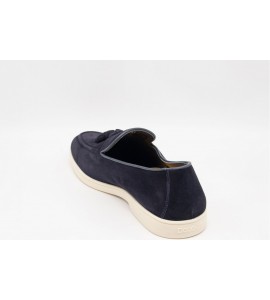DOUCAL'S Mocassino con nappine in suede blu