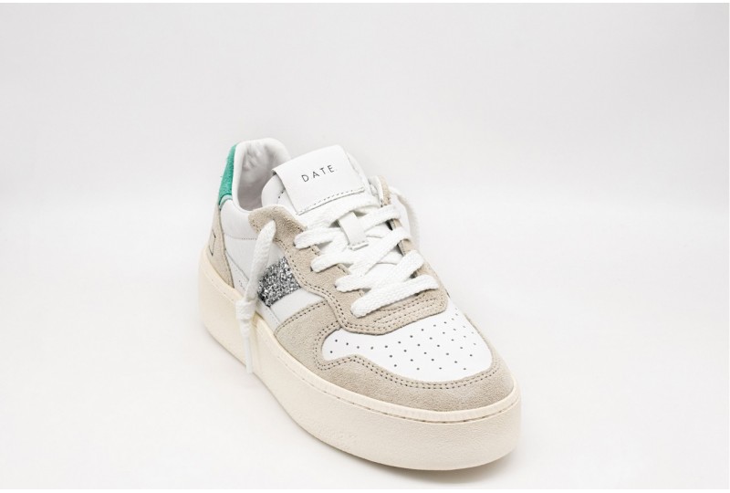 Sneakers Donna DATE COURT PLATFORM - Scarpe Basse Con Plateau Laminato, Colore Platino, Numero 36