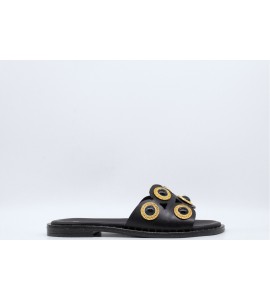 JEIDA CIABATTA IN PELLE CON BORCHIE