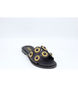 JEIDA CIABATTA IN PELLE CON BORCHIE