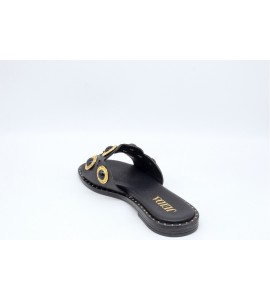 JEIDA CIABATTA IN PELLE CON BORCHIE