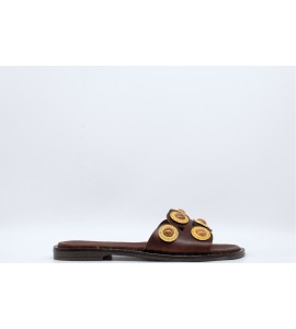 JEIDA CIABATTA IN PELLE CON BORCHIE