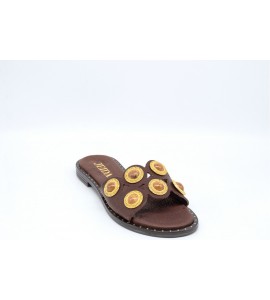 JEIDA CIABATTA IN PELLE CON BORCHIE