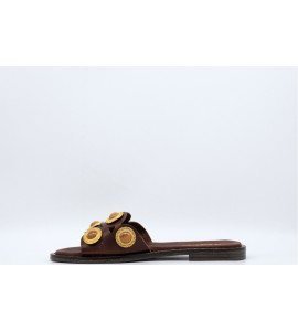 JEIDA CIABATTA IN PELLE CON BORCHIE