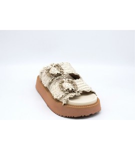 CORAL BLUE Sandalo platform in pelle intrecciata