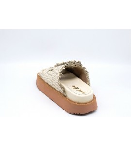 CORAL BLUE Sandalo platform in pelle intrecciata
