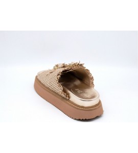 CORAL BLUE Sandalo platform in pelle intrecciata