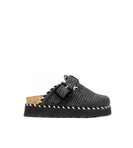 COLORS OF CALIFORNIA Sabot platform in rafia con infilature a constrasto