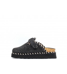 COLORS OF CALIFORNIA Sabot platform in rafia con infilature a constrasto