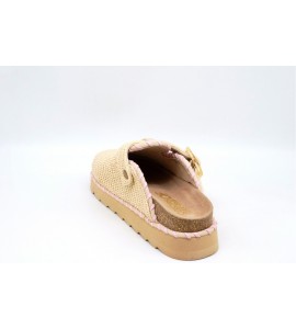 COLORS OF CALIFORNIA Sabot platform in rafia con infilature a constrasto