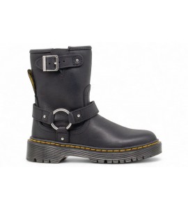 DR. MARTENS BIKER GENAYA JUNIOR IN PELLE in Nero