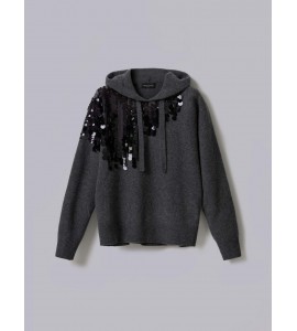 ROBERTO COLLINA MAGLIA CON CAPPUCCIO PAILLETTES