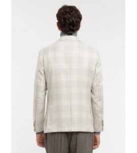 PAOLONI Giacca sfoderata macrocheck misto lana seta