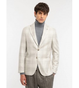 PAOLONI Giacca sfoderata macrocheck misto lana seta