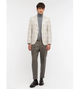 PAOLONI Giacca sfoderata macrocheck misto lana seta