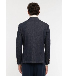 PAOLONI Giacca doppiopetto lavata in denim stretch