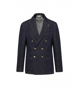 PAOLONI Giacca doppiopetto lavata in denim stretch