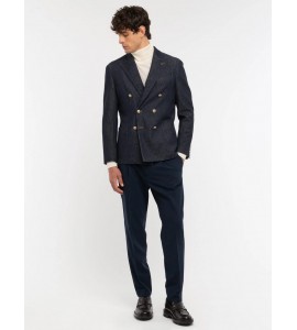 PAOLONI Giacca doppiopetto lavata in denim stretch