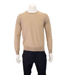 MAGAZZINI RICAMBI girocollo 140's FIN 18. Maglia girocollo realizzato in lana, finezza 18. Profili a costine. colore: beigeCOMPO