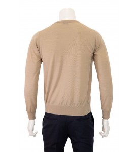 MAGAZZINI RICAMBI girocollo 140's FIN 18. Maglia girocollo realizzato in lana, finezza 18. Profili a costine. colore: beigeCOMPO