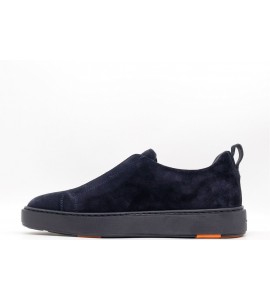 SANTONI Sneaker slip-on da uomo in suede blu