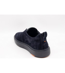 SANTONI Sneaker slip-on da uomo in suede blu