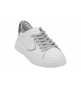 PHILIPPE MODEL DONNA SNEAKER TEMPLE LOW BLANC BLU LEO