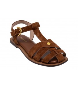COCCINELLE SANDALO E4QKG180101 W11 SUNUP SUEDE COGNAC