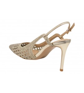 CHICONIC slingback 275.01.TR.gld TRAFORATO STRASS gold