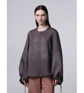 ROBERTO COLLINA Camicia over con coulisse nelle maniche 261FXA53020 MORO