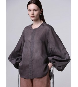 ROBERTO COLLINA Camicia over con coulisse nelle maniche 261FXA53020 MORO