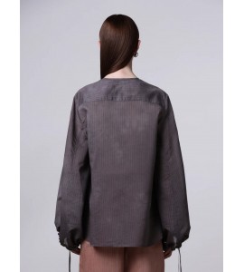 ROBERTO COLLINA Camicia over con coulisse nelle maniche 261FXA53020 MORO