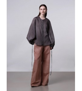 ROBERTO COLLINA Camicia over con coulisse nelle maniche 261FXA53020 MORO