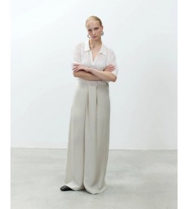 ALYSI 116149/P6003 PANTALONE DRAPPEGGIO GESSO