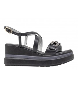 NERO GIARDINI sandalo con zeppa E615953D/100 TAMIGI NERO